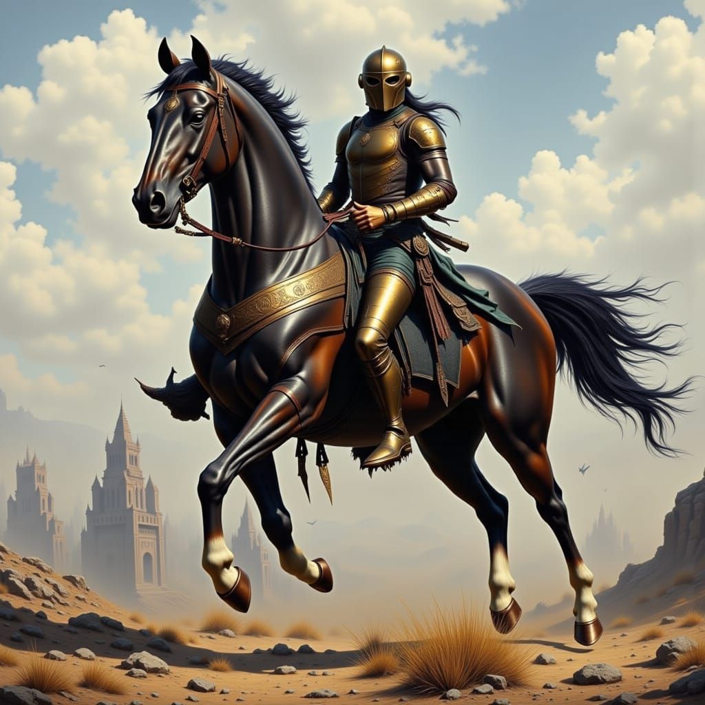 Majestic Armored War Horse Ready for Battle