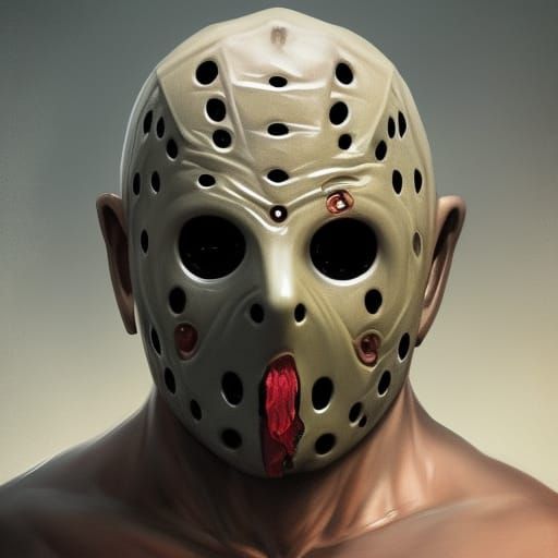 Demonic Jason Voorhees Portrait in Hyperdetailed Style