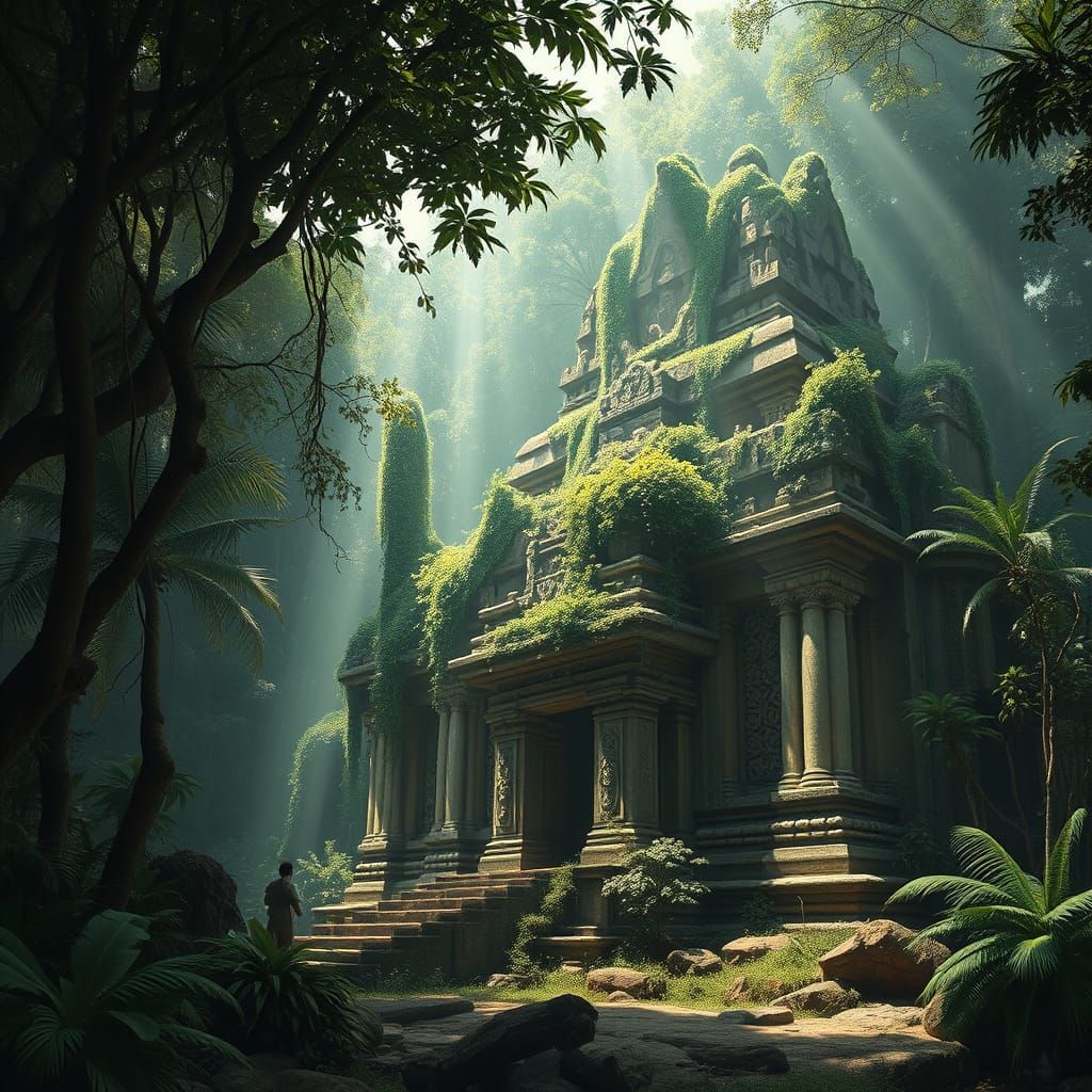 Overgrown Jungle Temple with Dramatic Light