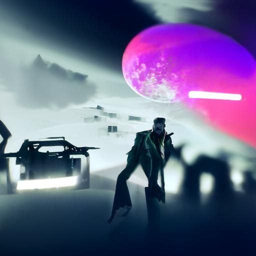 Cyberpunk Madness on the Moon in Neon Style