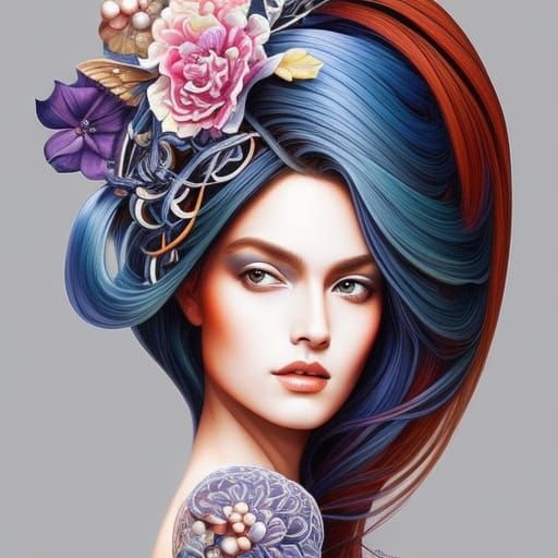 Beautiful Woman Portrait in Hyperdetailed Digital Art Style