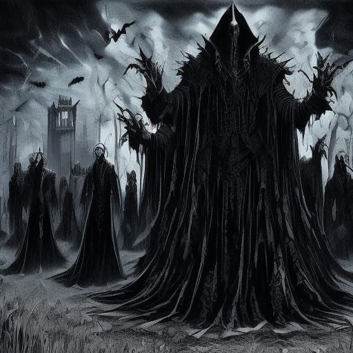 Gothic Vampires in Dark Castle with Flowing Capes