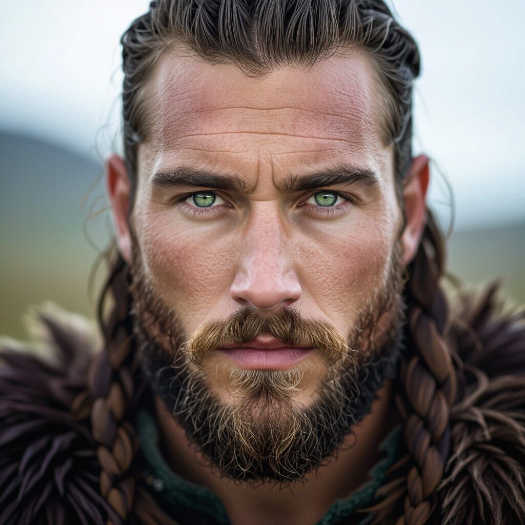 Handsome Viking Chieftain with Forest Green Eyes