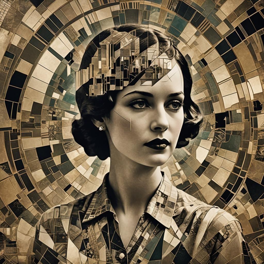 Art Deco Actress in Digital Fragments