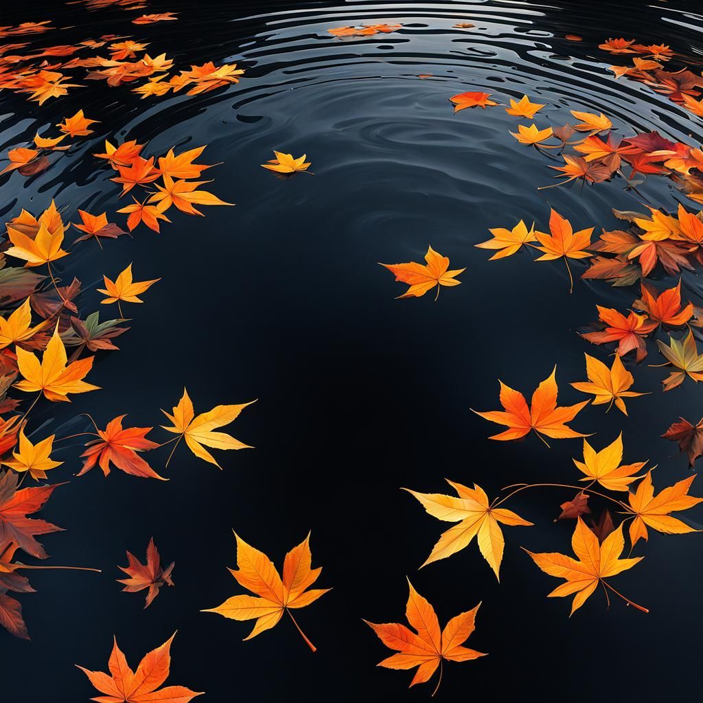 Autumn Leaves in Waterhouse Anime Style