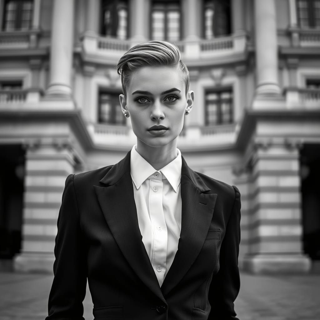 Monochrome Portrait of a Woman in Classic Style