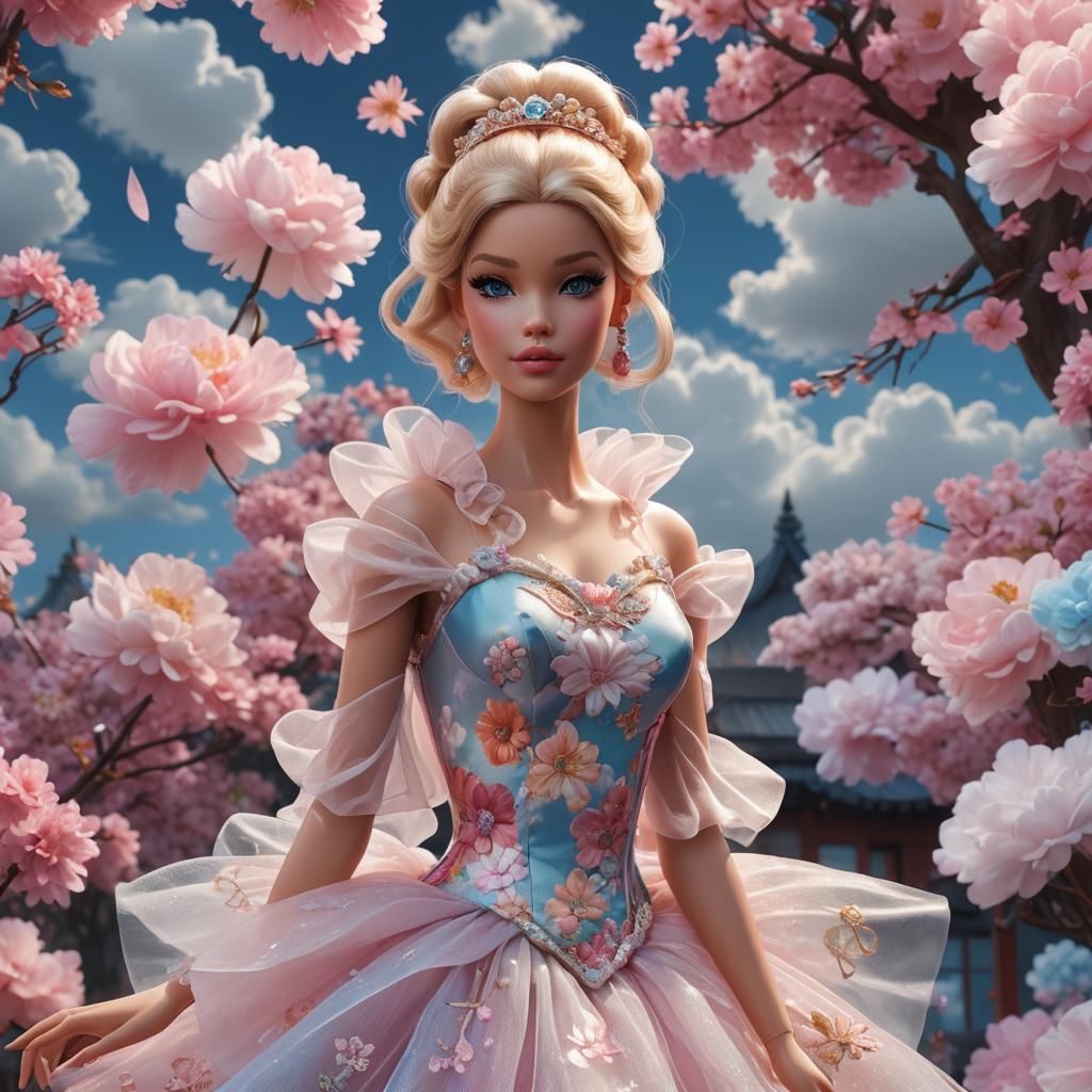 Hyperrealistic Japanese Ballerina Portrait in Tulle