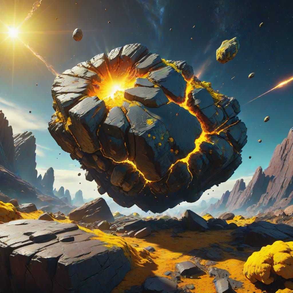Meteor Fragment in Space, Sci-Fi Concept Art
