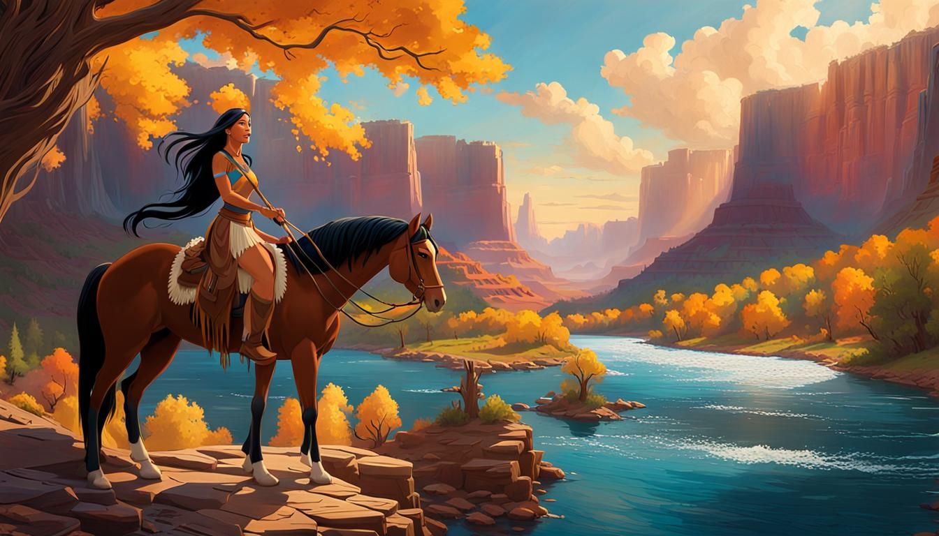 Pocahontas Rides Through Grand Canyon: Graffiti Art