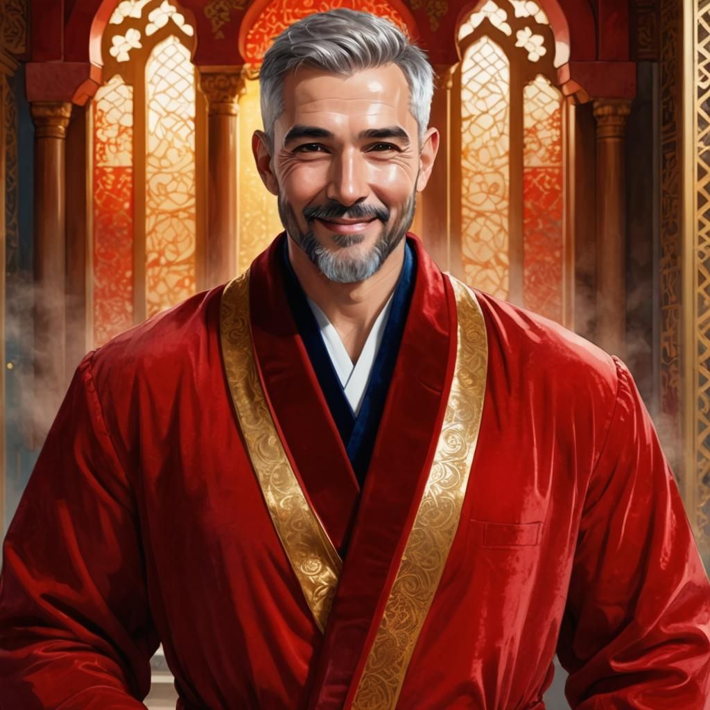 Smiling Man in Velvet Robes, Alcohol Ink Digital Art