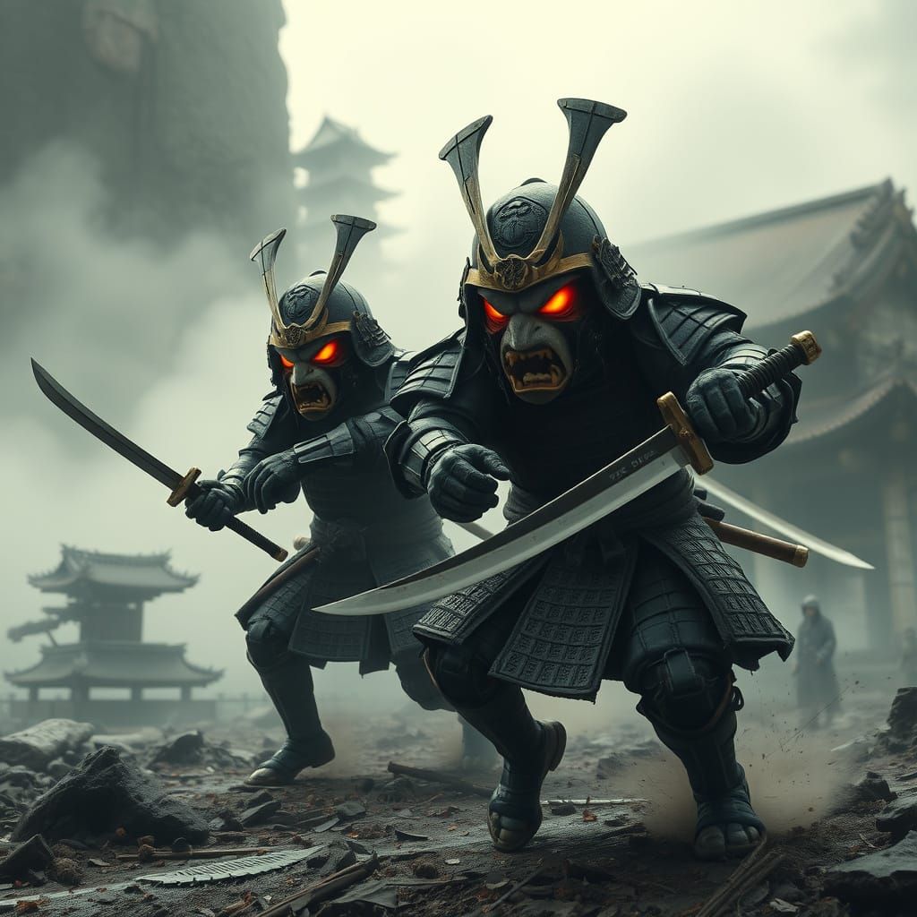Samurai Eggs Clash in a Sci-Fi Battle