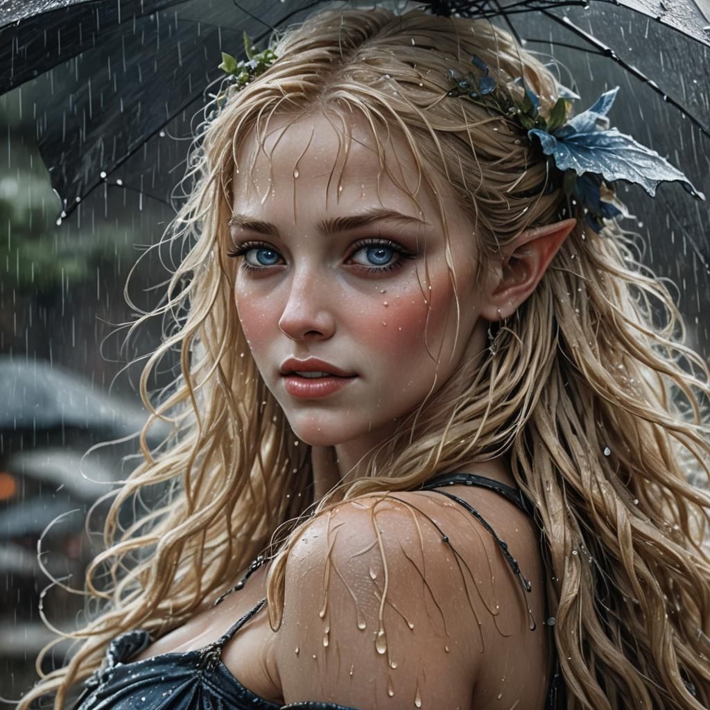 Rain Fairy: Detailed Illustration in Realism Style