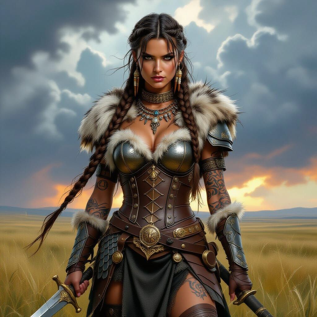 Scythian Warrior Queen in Heroic Fantasy Style