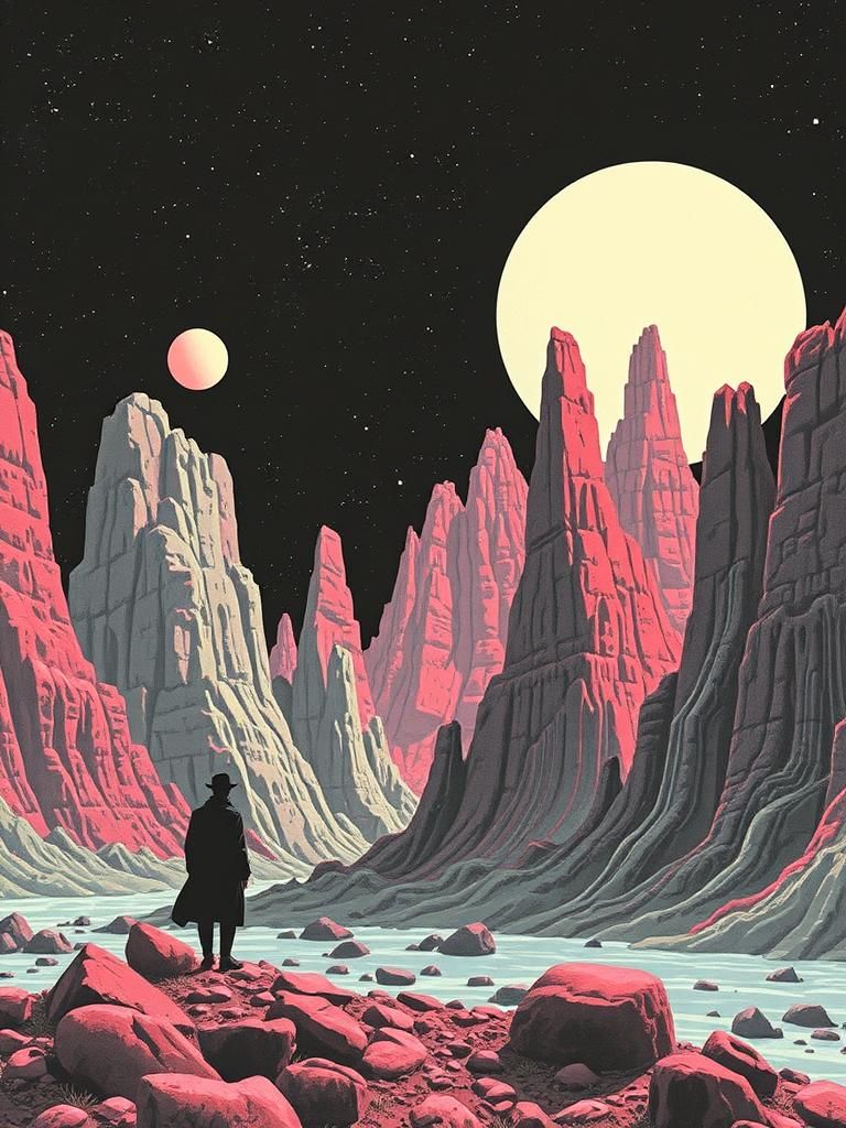 Retro Sci-Fi Scene in Vintage Style