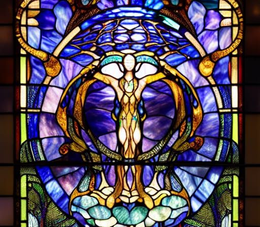 Eldritch God-King in Stained Glass Style