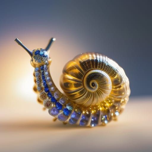 Luminescent Crystal Snail Render in Sunlight