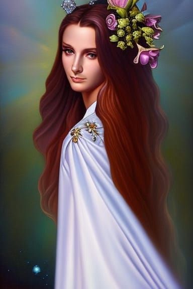 Ethereal Woman Portrait in Art Nouveau Style