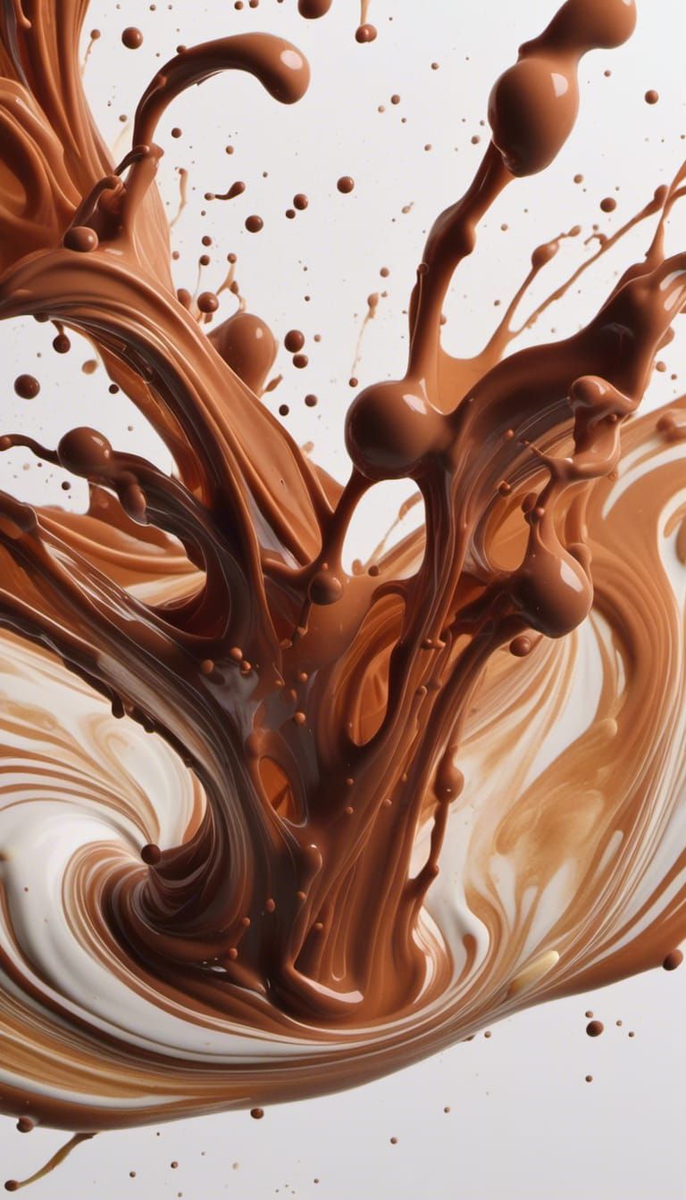 Chocolate and Milk Splash in Impasto Oil Painting