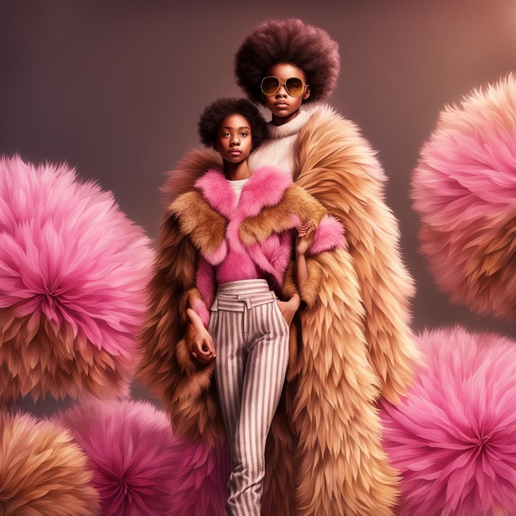 Girl in Floral Bolero: Vibrant Digital Fashion Art