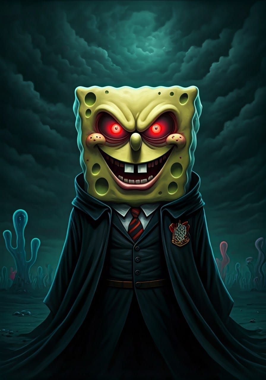 SpongeBob as Dark Lord: A Neon-Noir Interpretation