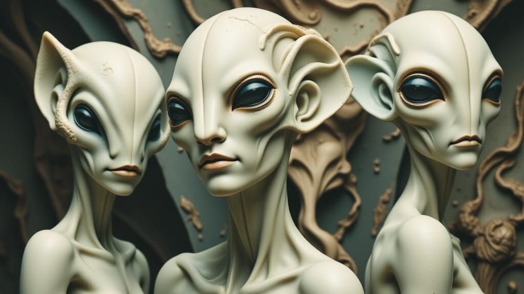 Alien Alabaster Statues in Gigerpunk Style
