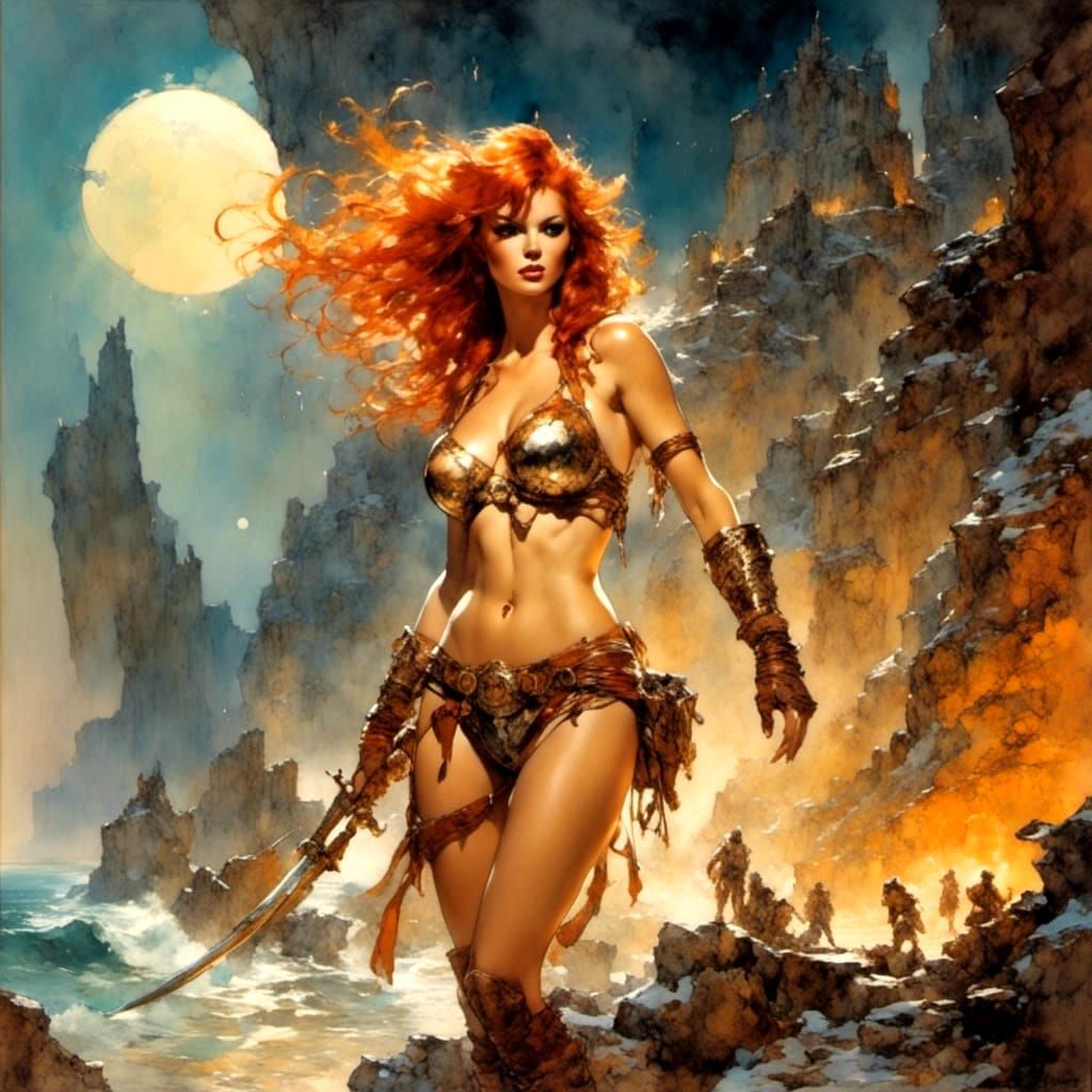 Fantasy Redhead Illustration in Renaissance Style