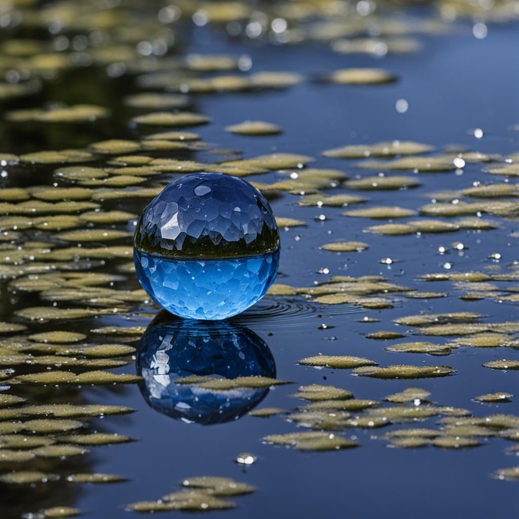 Crystal Raindrops Reflect on Mirror Lake