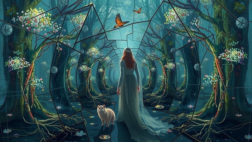 Surreal Labyrinth of Mirrors Reflects Ethereal Forest