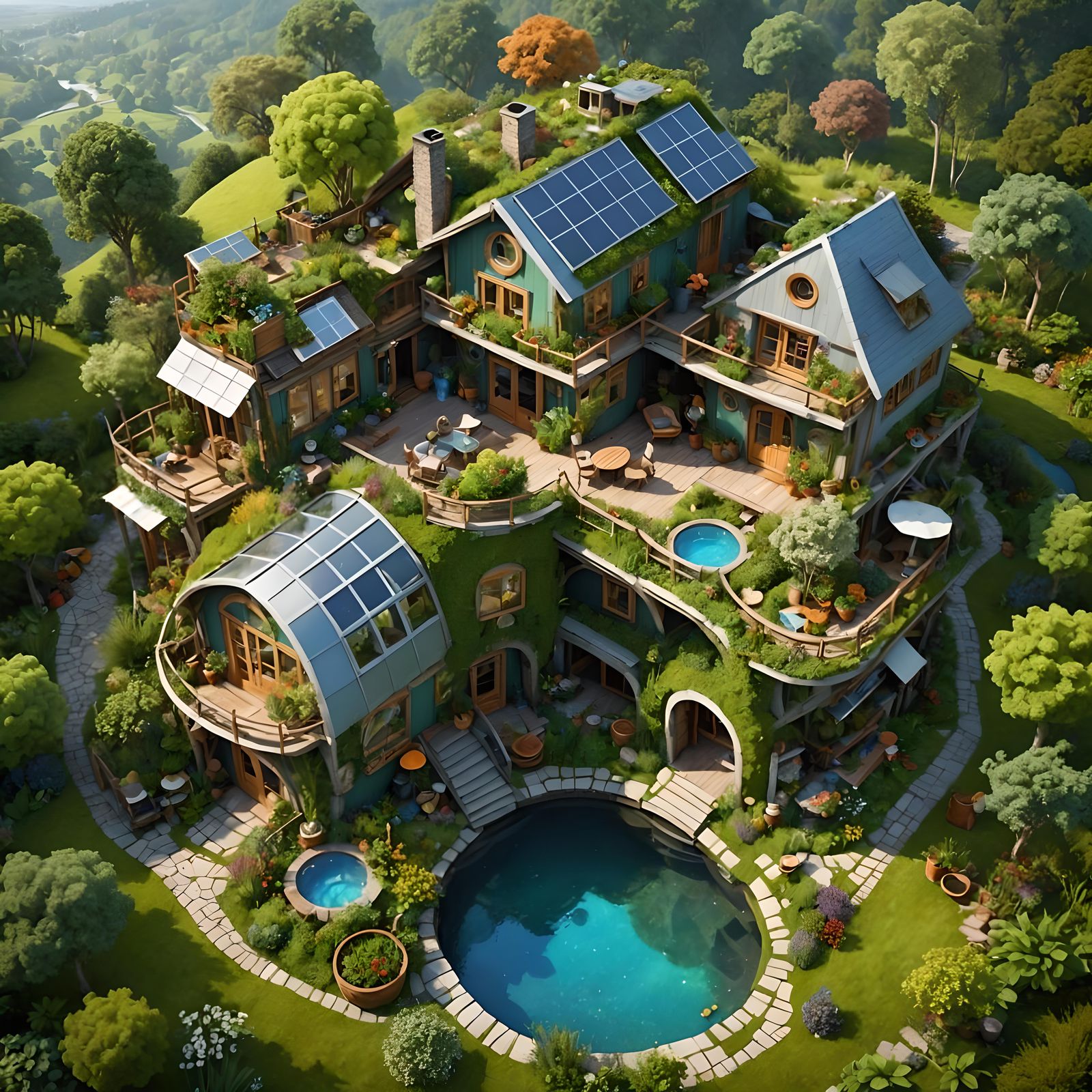 Eco-Friendly House in Permaculture Garden, Detailed Digital ...