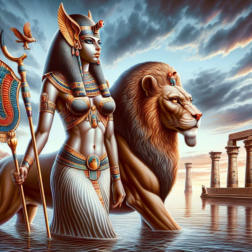 Sekhmet the Bloodthirsty Goddess in Ancient Egyptian Style