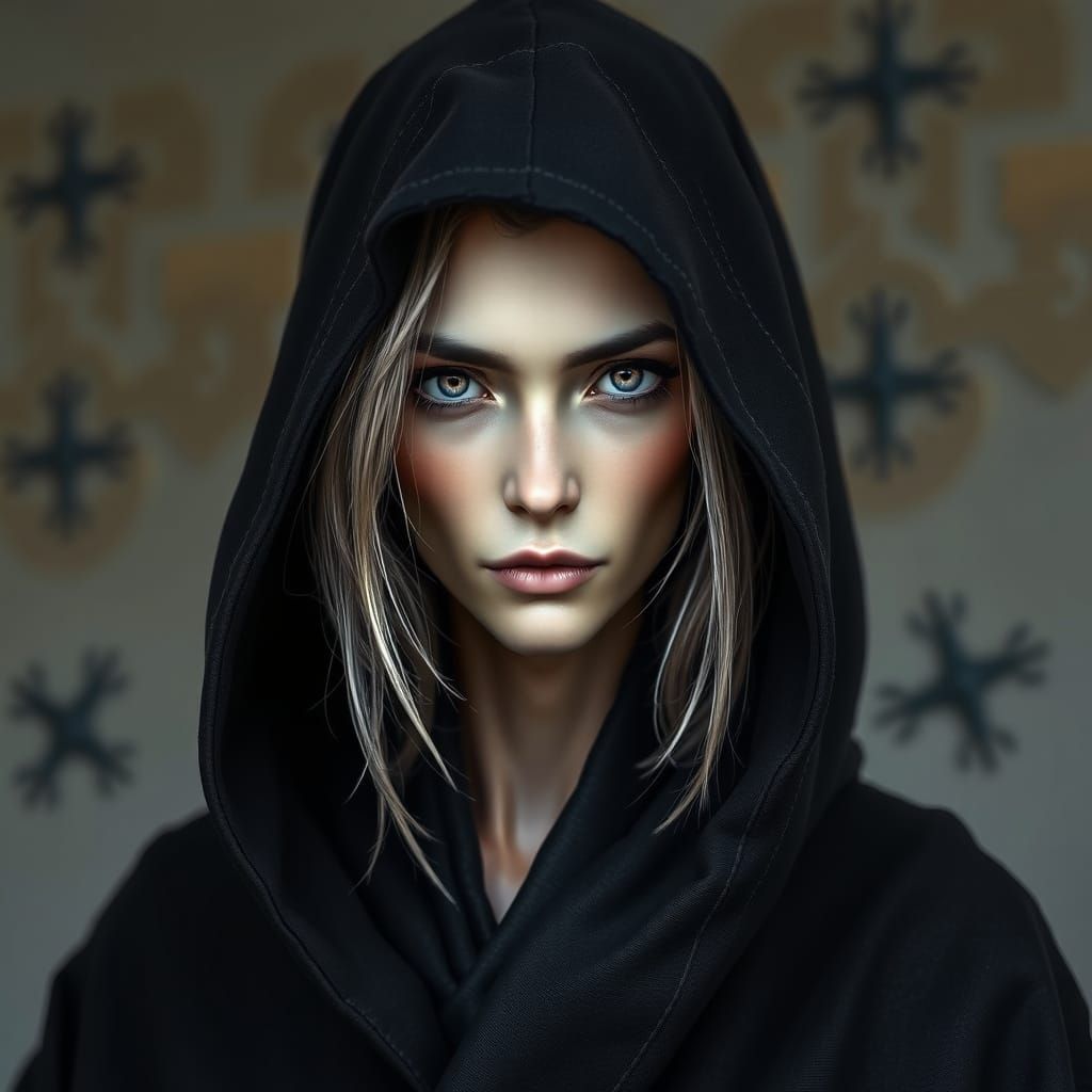 Ethereal Sorcerer with Violet Eyes