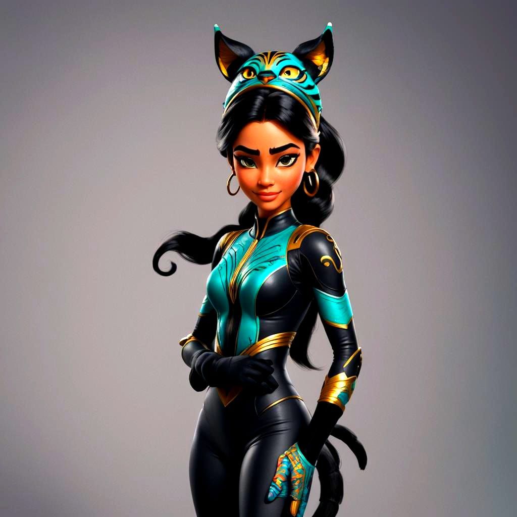 Jasmine as Tiger Superheroine: 3D Digital Art