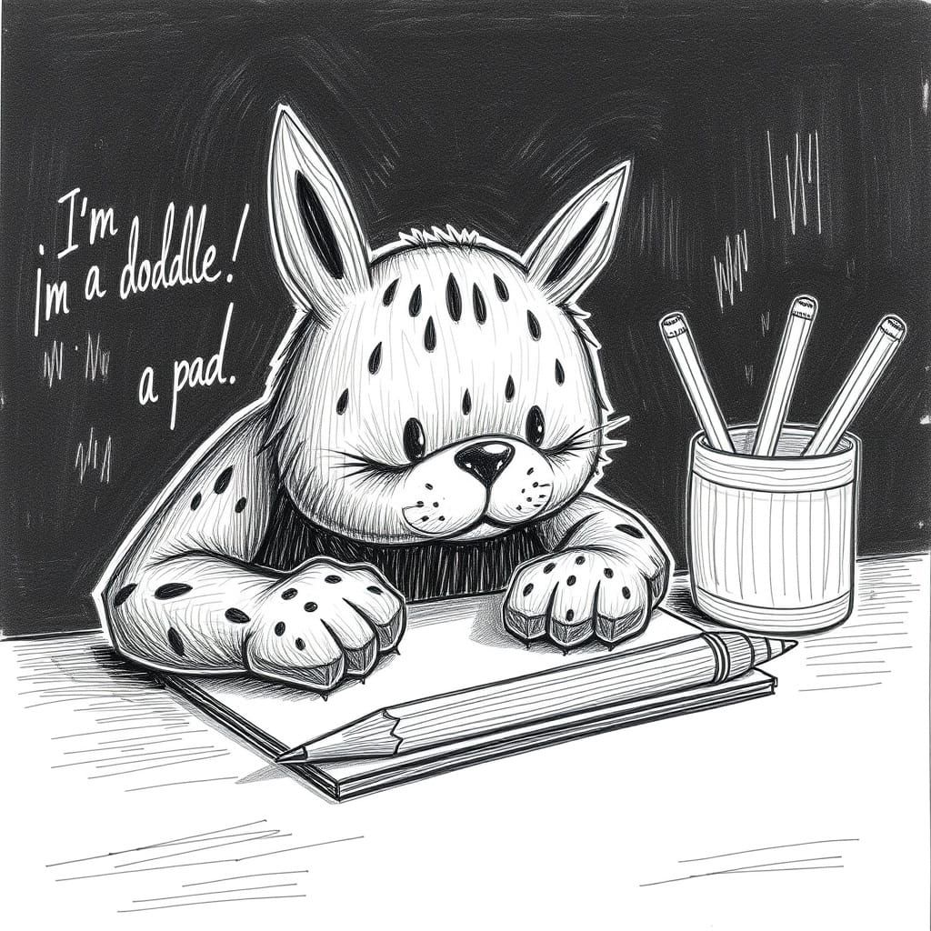 Whimsical Pencil Doodle on Pad