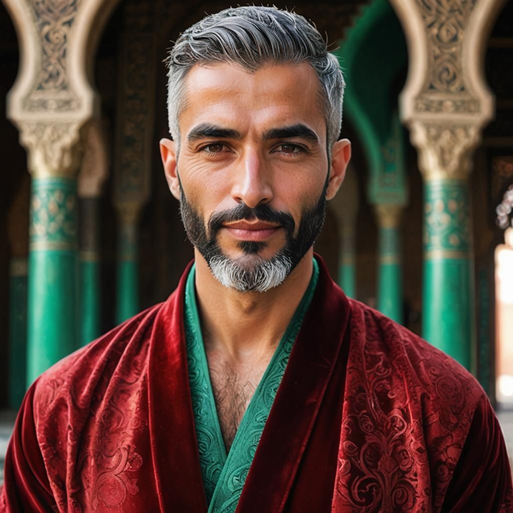 Elegant Man in Red Robe, Impressionist Oil Painting