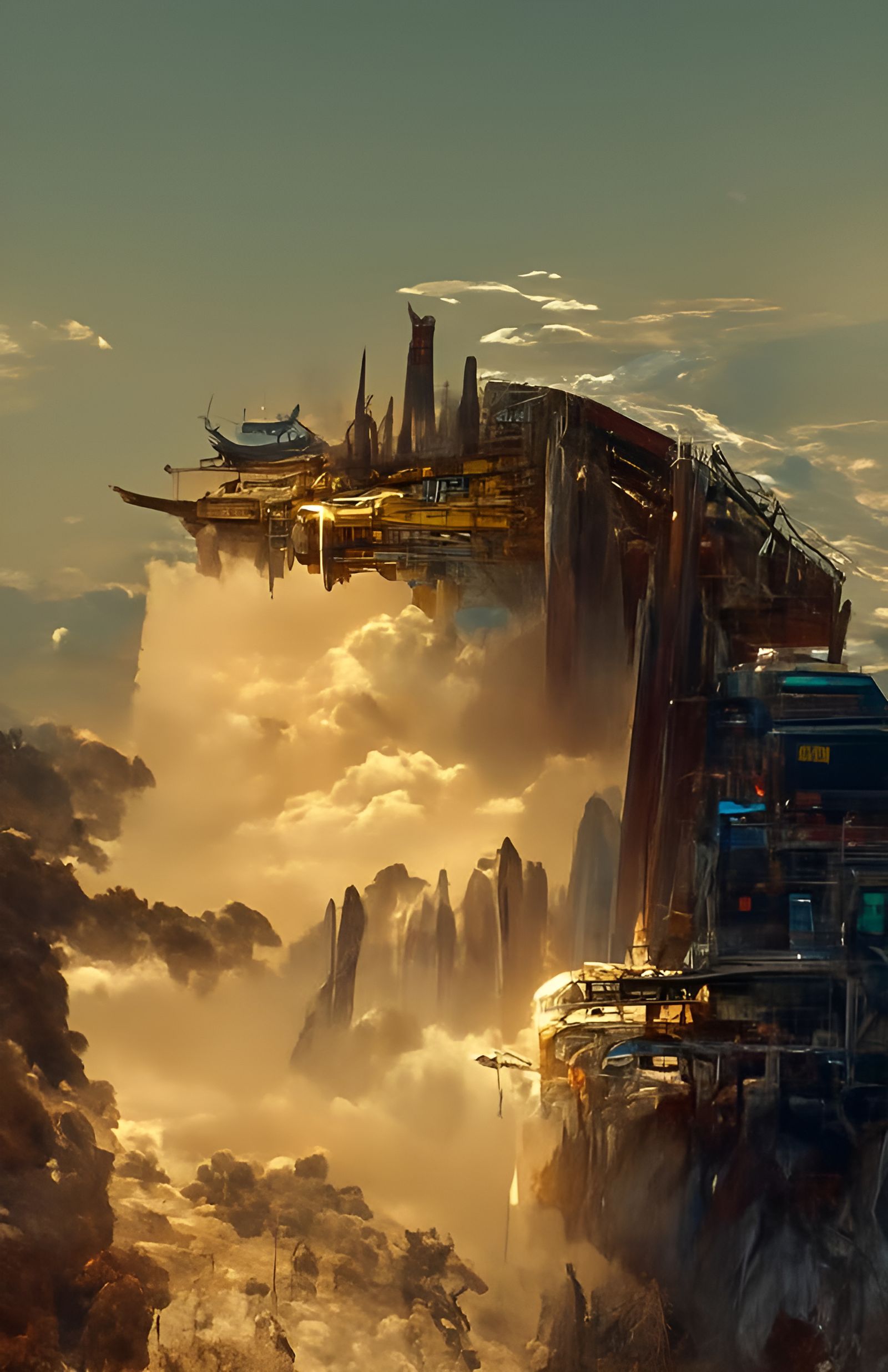 Cyberpunk Ruins in Space: Digital Matte Painting