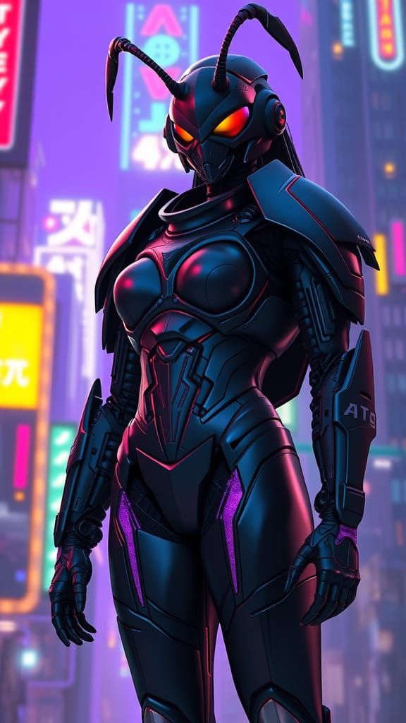Sexy Hightech Hornet Lady in Fantasy Art Style