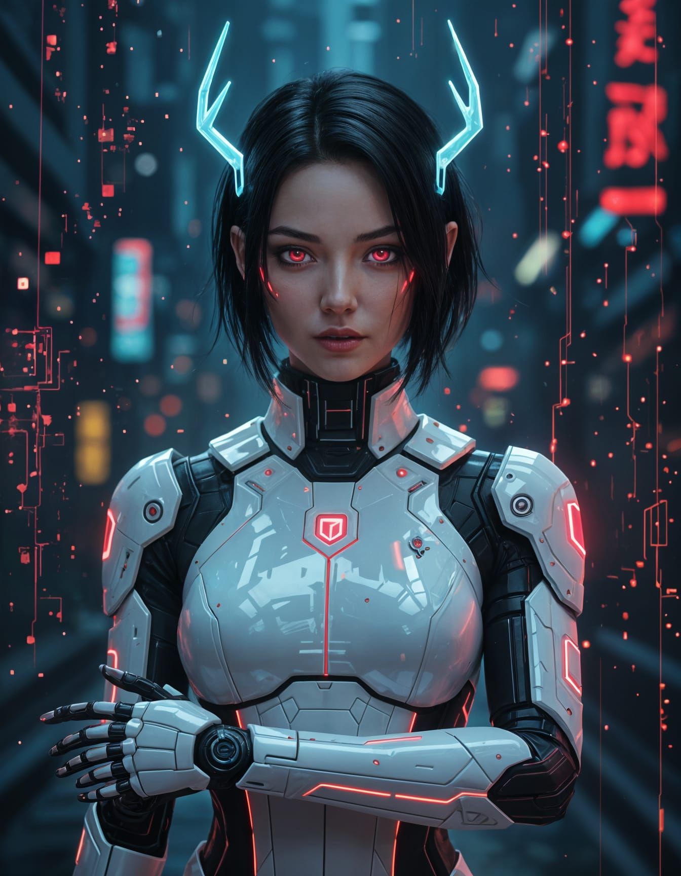 Cyberpunk Elven Woman in Abstract-Tech Portrait