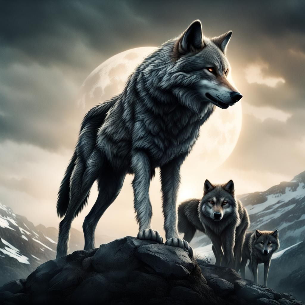 Epic Wolf Pack Logo: Digital Matte Painting