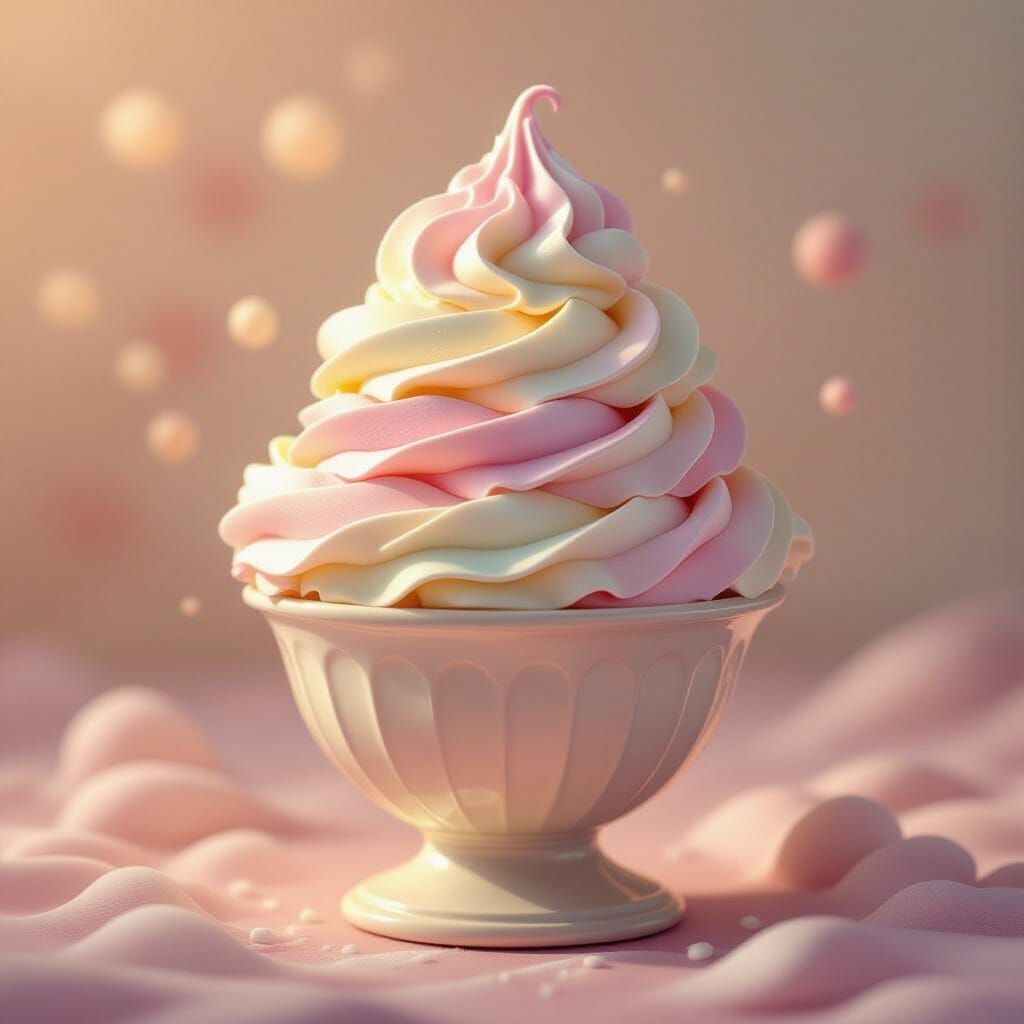 Pastel Ice Cream Swirl in Digital Illustration Style