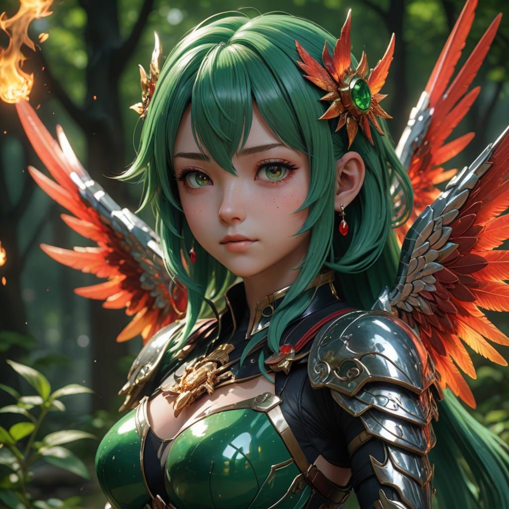 Anime Fairies with Crystal and Fiery Wings