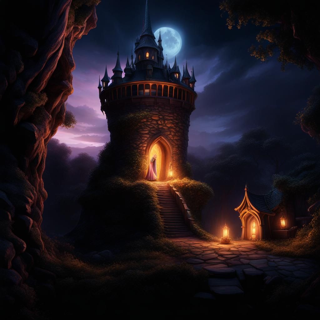 Sinister Rapunzel in Dark Fantasy Concept Art