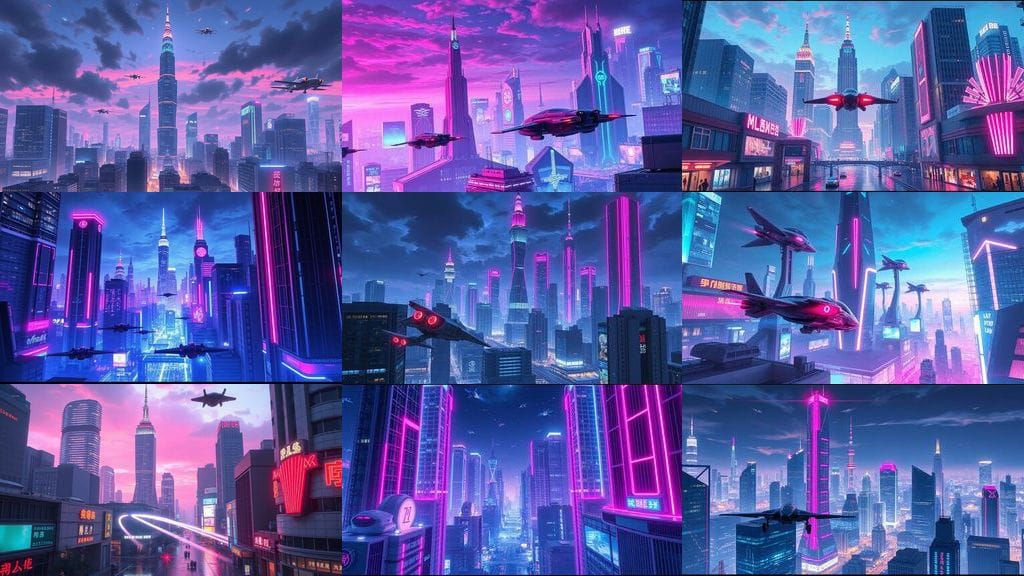Futuristic Anime Cityscape with Neon Hues