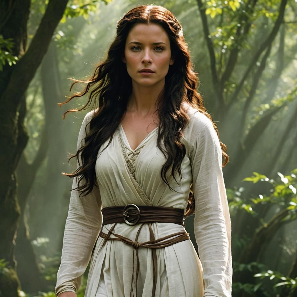 Attractive Woman in White Dress: Fantasy Concept Art