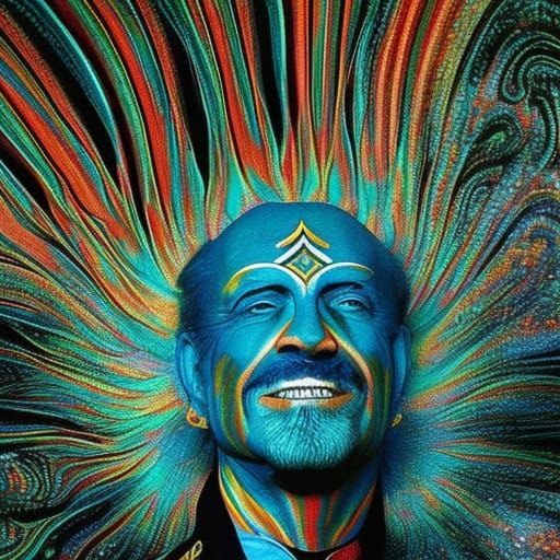 Psychedelic Expressionist Portrait of an Older Man