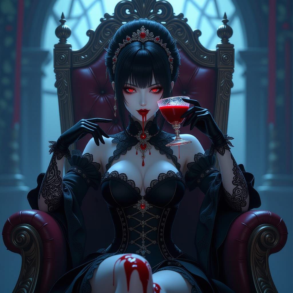 Cinematic Anime Vampire in Dark Victorian Setting