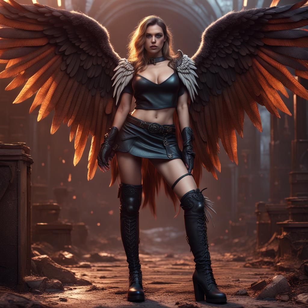 Fallen Angel in Leather: Detailed Fantasy Art