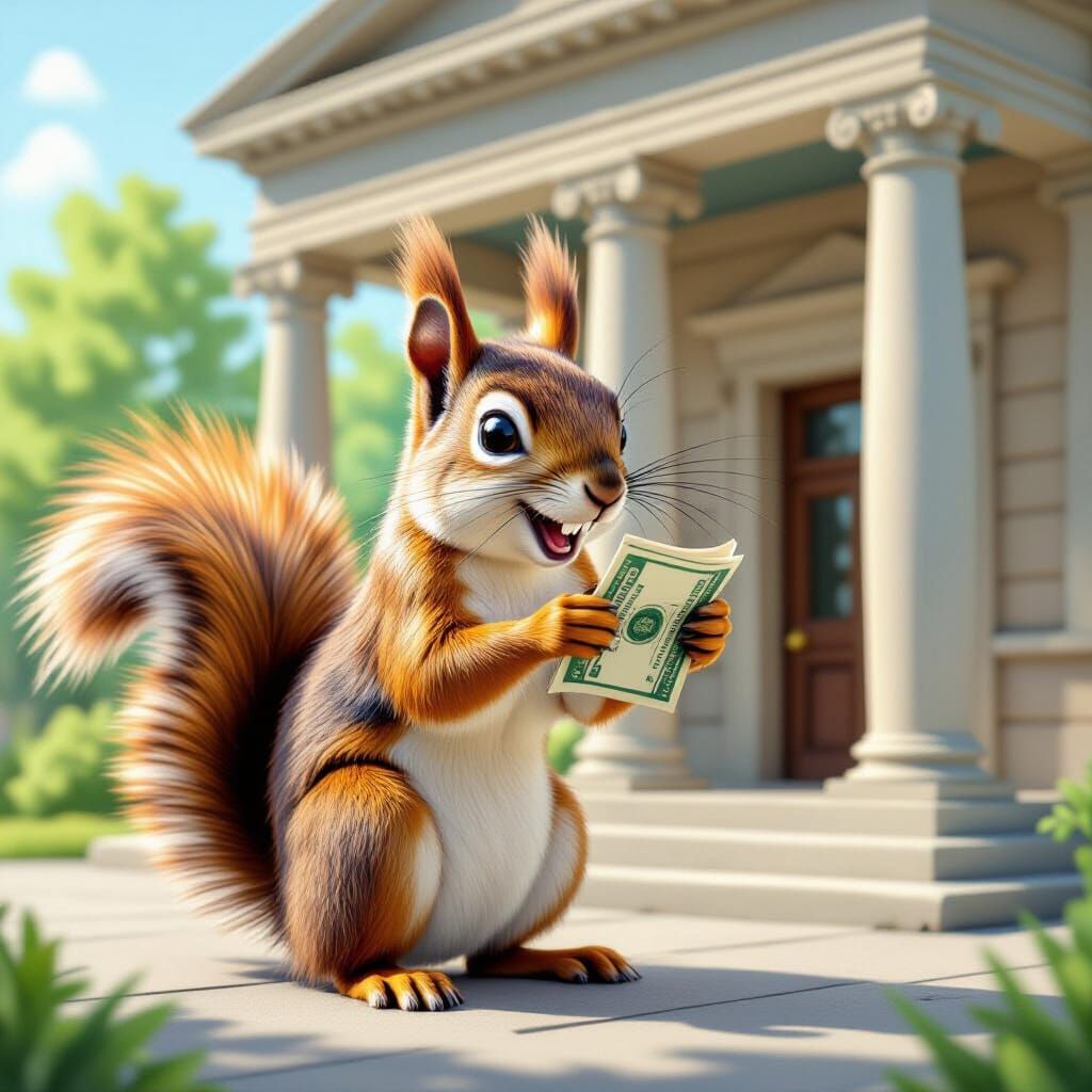 Squirrel Bank Robbery with Positive Vibes