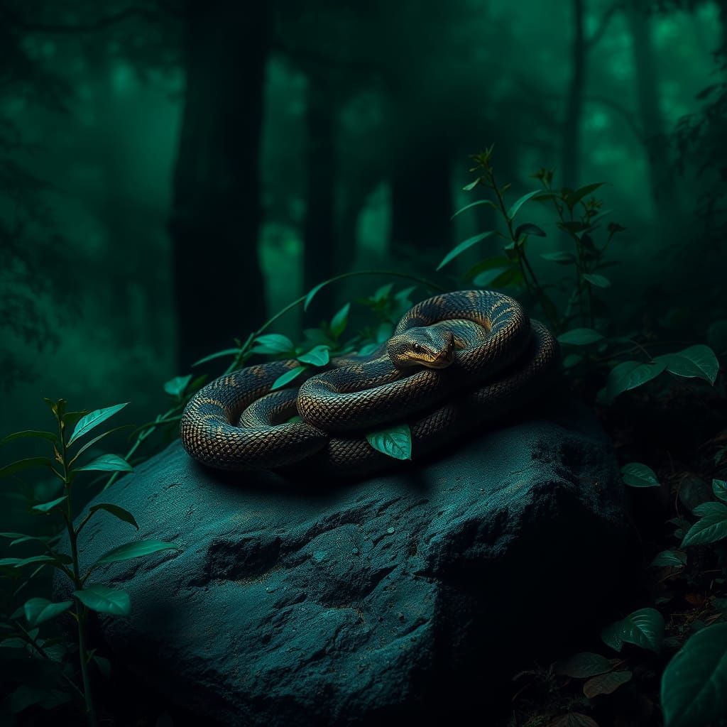 Copperhead Snake Coiled in Alabama Forest