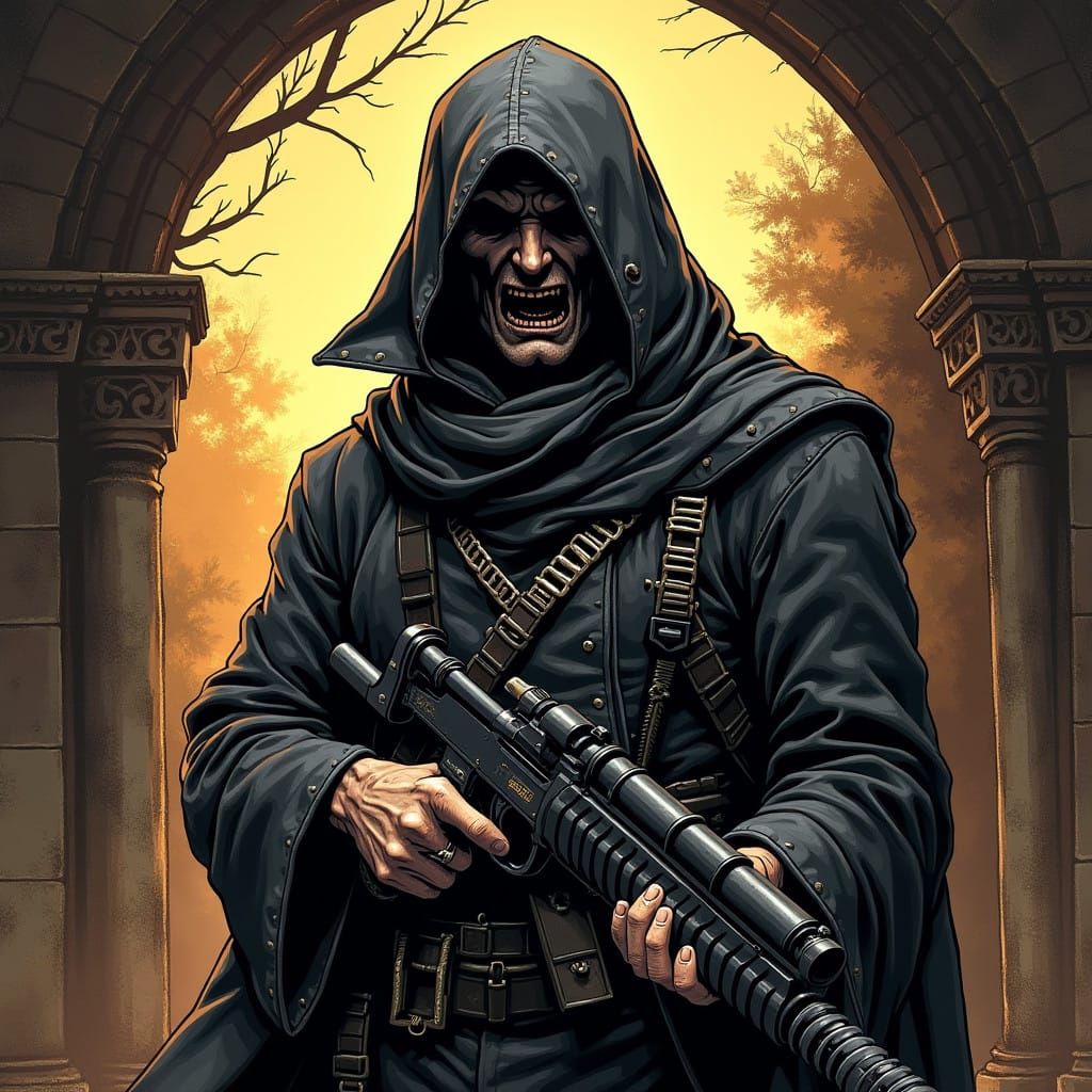 Grimdark Military Portrait in Ominous Color Palette