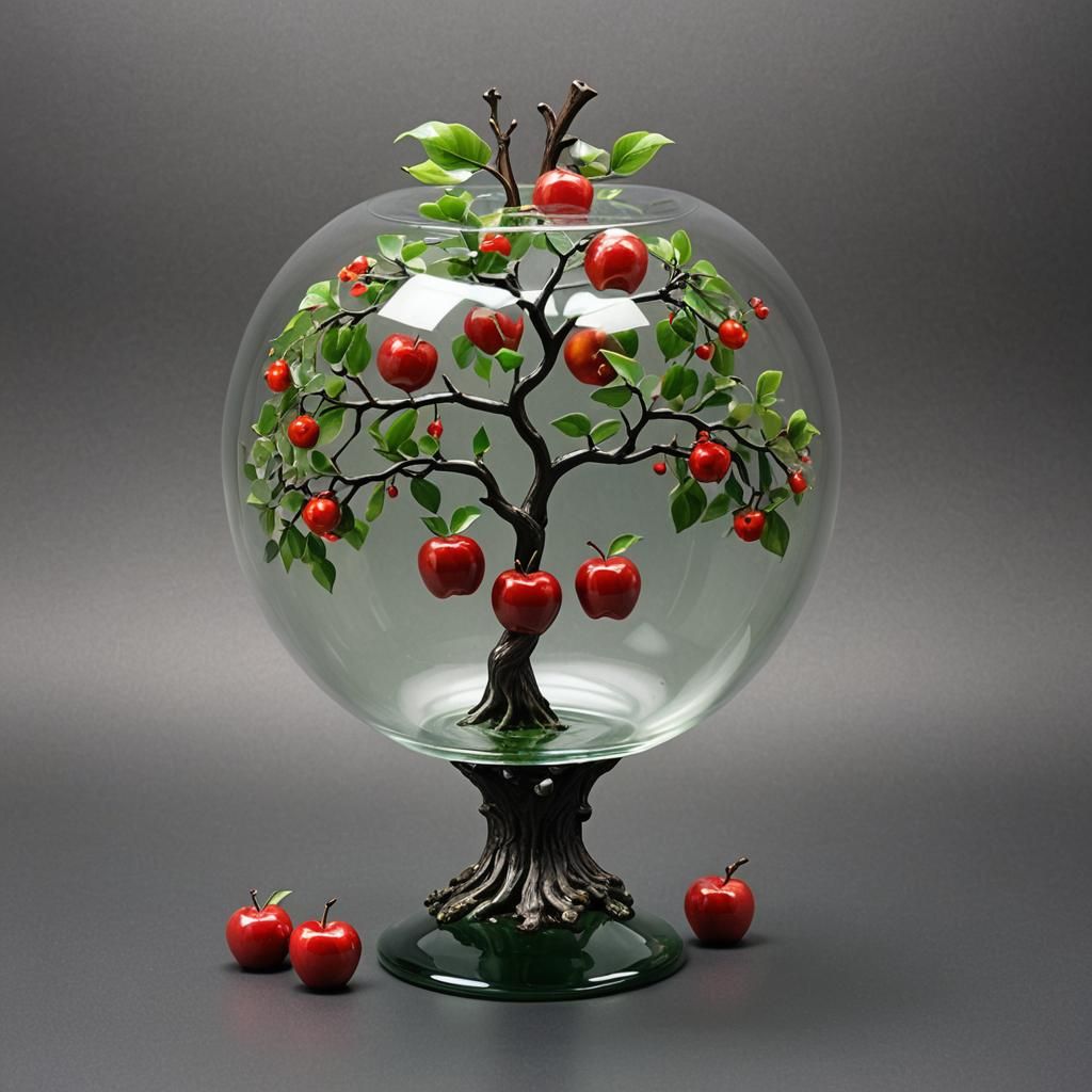 Tree Inside Glass Apple Still Life
